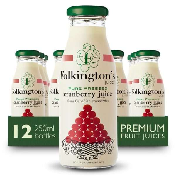 Folkington’s Juices Cranberry Glass Bottle 250ml (Pack of 12)