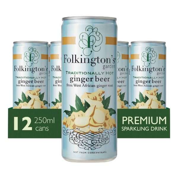 Folkington’s Sparkling Drinks Ginger Beer Can 250ml (Pack of 12)