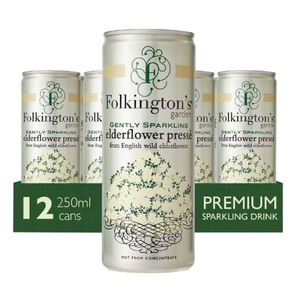 Folkington’s Sparkling Drinks Elderflower Can 250ml (Pack of 12)