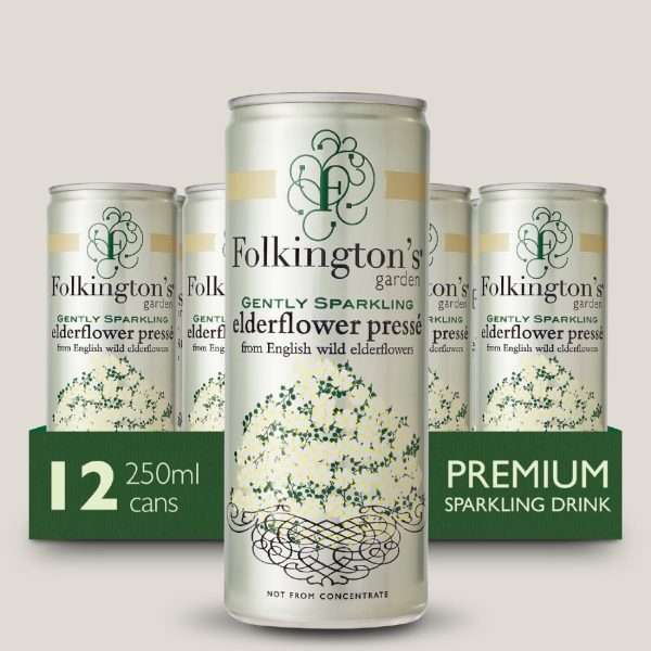 Folkington’s Sparkling Drinks Elderflower Can 250ml (Pack of 12)