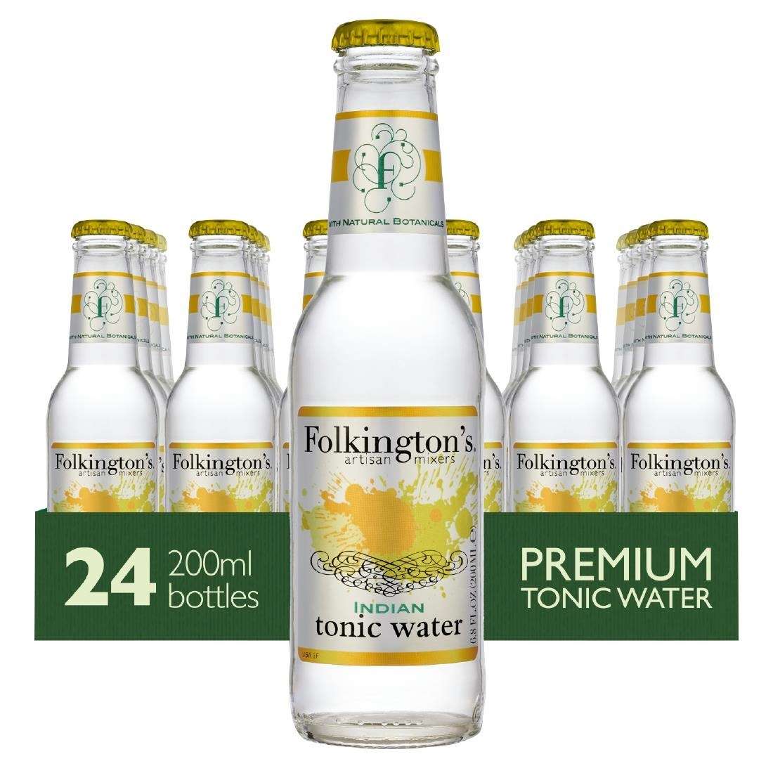 fu471_npi23 Folkington’s Indian Tonic Water Glass Bottle 200ml (Pack of 24)