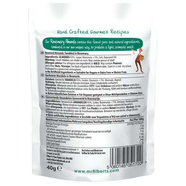 Mr Filbert’s Rosemary Almonds 40g (Pack of 20)