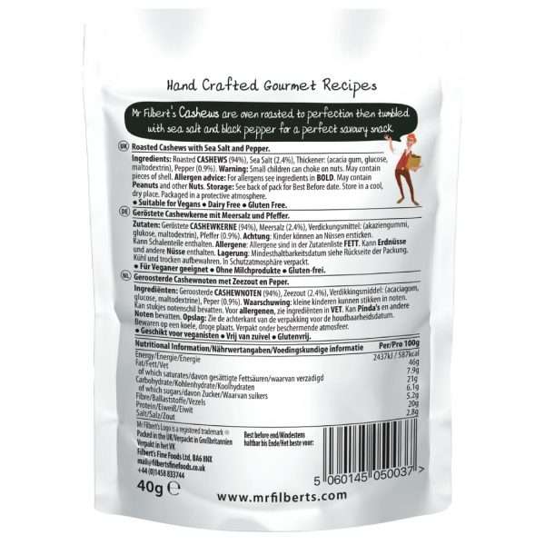 Mr Filbert’s Salt & Pepper Cashews 40g (Pack of 20)