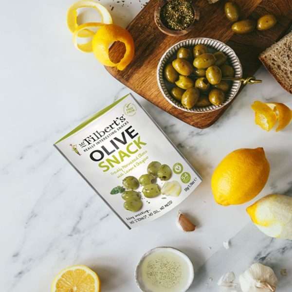 Mr Filbert’s Green Olives Lemon & Oregano 50g (Pack of 12)