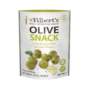 Mr Filbert’s Green Olives Lemon & Oregano 50g (Pack of 12)