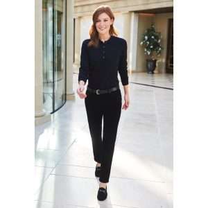 Brook Taverner Anna Womens Long Sleeve Polo Shirt Black Size L