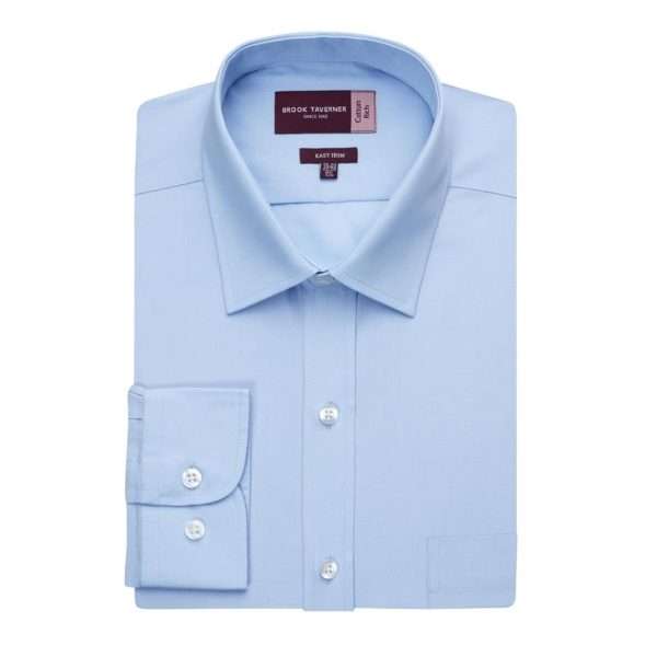 Brook Taverner Mens Long Sleeve Rapino Shirt Blue 15 1/2″