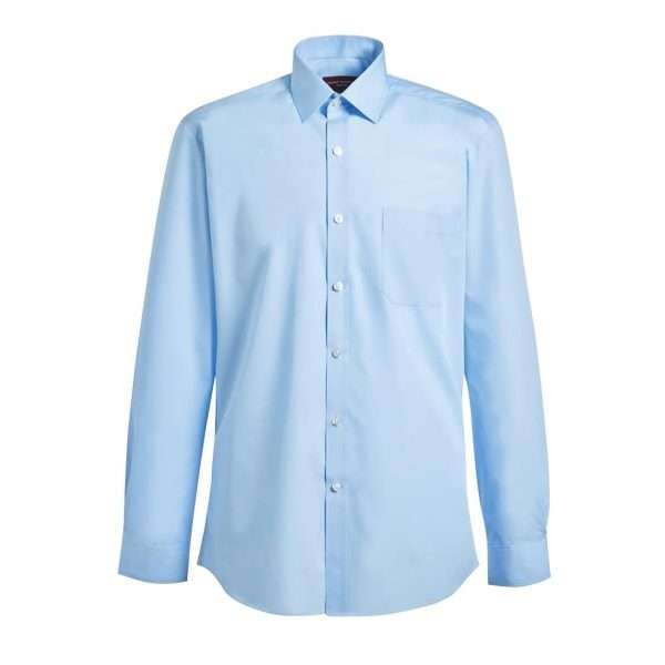 Brook Taverner Mens Long Sleeve Rapino Shirt Blue 15 1/2″