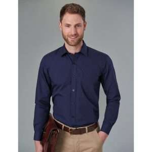 Brook Taverner Mens Long Sleeve Rapino Shirt Navy 15 1/2″