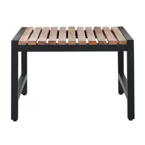Bolero Steel and Acacia Low Bar Stools (Pack of 4)