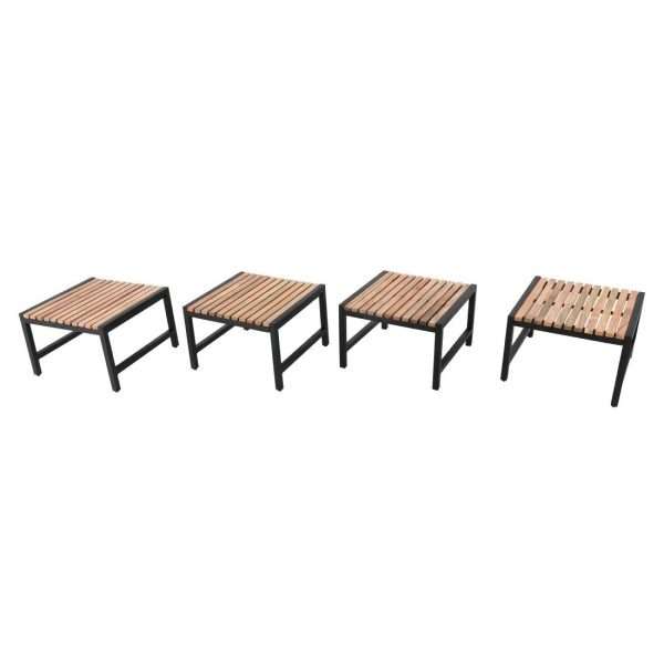 Bolero Steel and Acacia Low Bar Stools (Pack of 4)