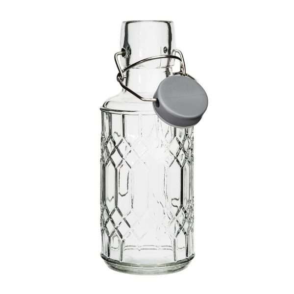Olympia Geo Glass Water Bottle with Stopper 380ml (Pack of 6)