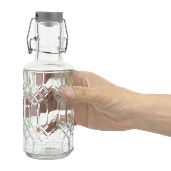 Olympia Geo Glass Water Bottle with Stopper 380ml (Pack of 6)