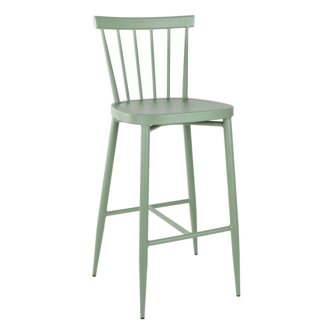 dx689_npi24-1 Bolero Windsor Aluminium Green High Stools (Pack of 2)