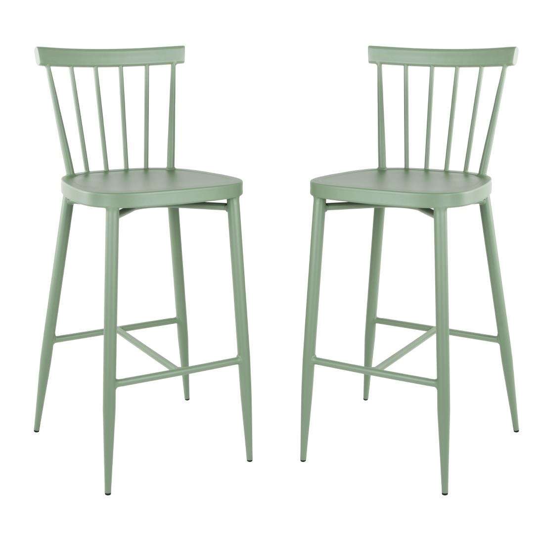 dx689_npi24-4 Bolero Windsor Aluminium Green High Stools (Pack of 2)