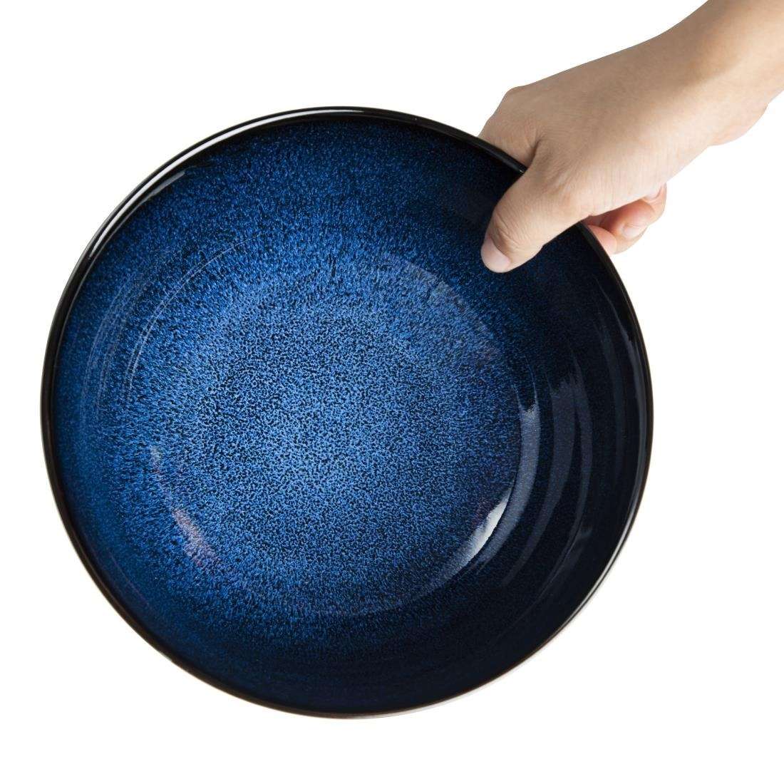 dz776_ctg5 Olympia Luna Midnight Blue Footed Bowls 205mm (Pack of 4)