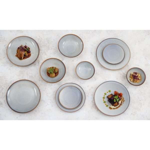 Olympia Drift Grey Embossed Coupe Low Bowls 260mm (Pack of 4)