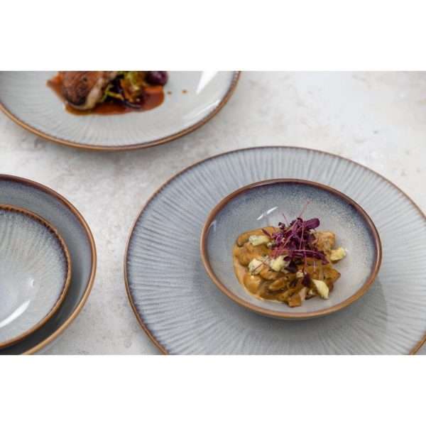 Olympia Drift Grey Embossed Coupe Low Bowls 260mm (Pack of 4)