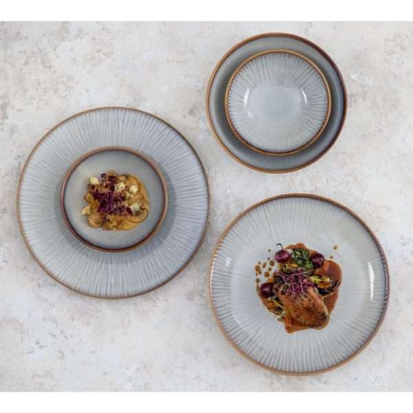 Olympia Drift Grey Embossed Coupe Low Bowls 260mm (Pack of 4)