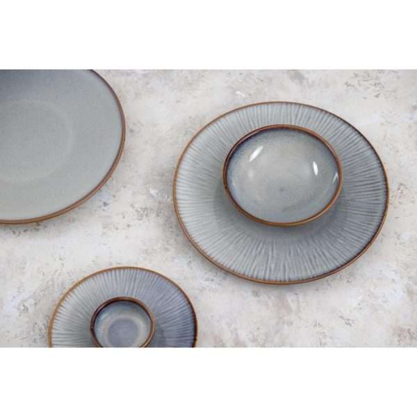 Olympia Drift Grey Embossed Coupe Low Bowls 260mm (Pack of 4)
