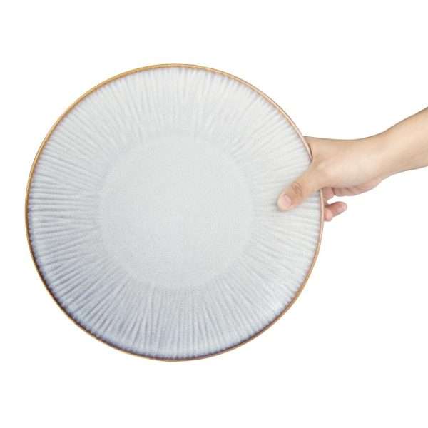 Olympia Drift Grey Embossed Coupe Plates 280mm (Pack of 4)