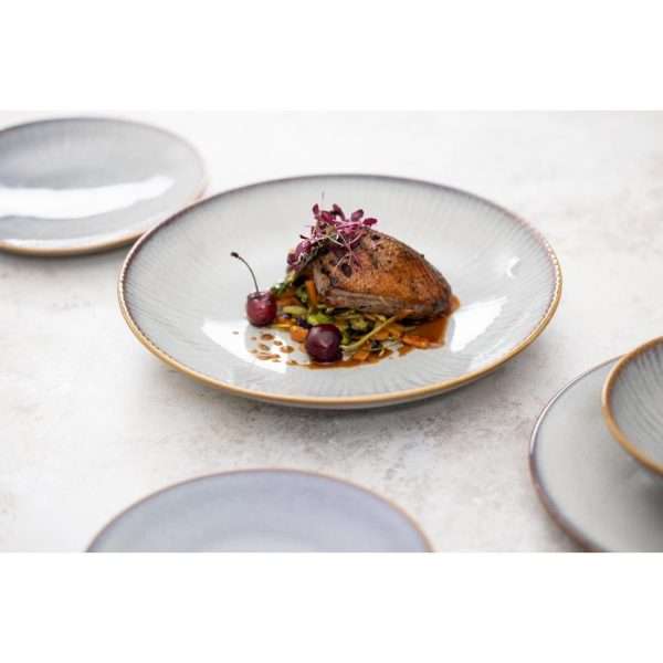 Olympia Drift Grey Embossed Coupe Low Bowls 260mm (Pack of 4)
