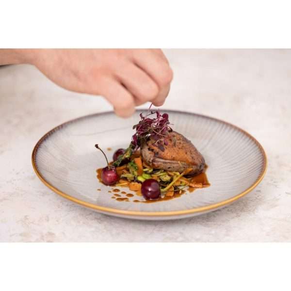 Olympia Drift Grey Embossed Coupe Low Bowls 260mm (Pack of 4)