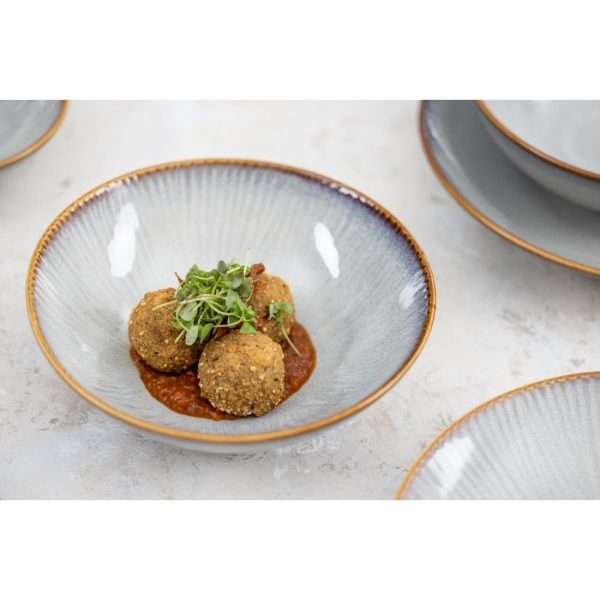 Olympia Drift Grey Embossed Coupe Bowls 205mm (Pack of 4)
