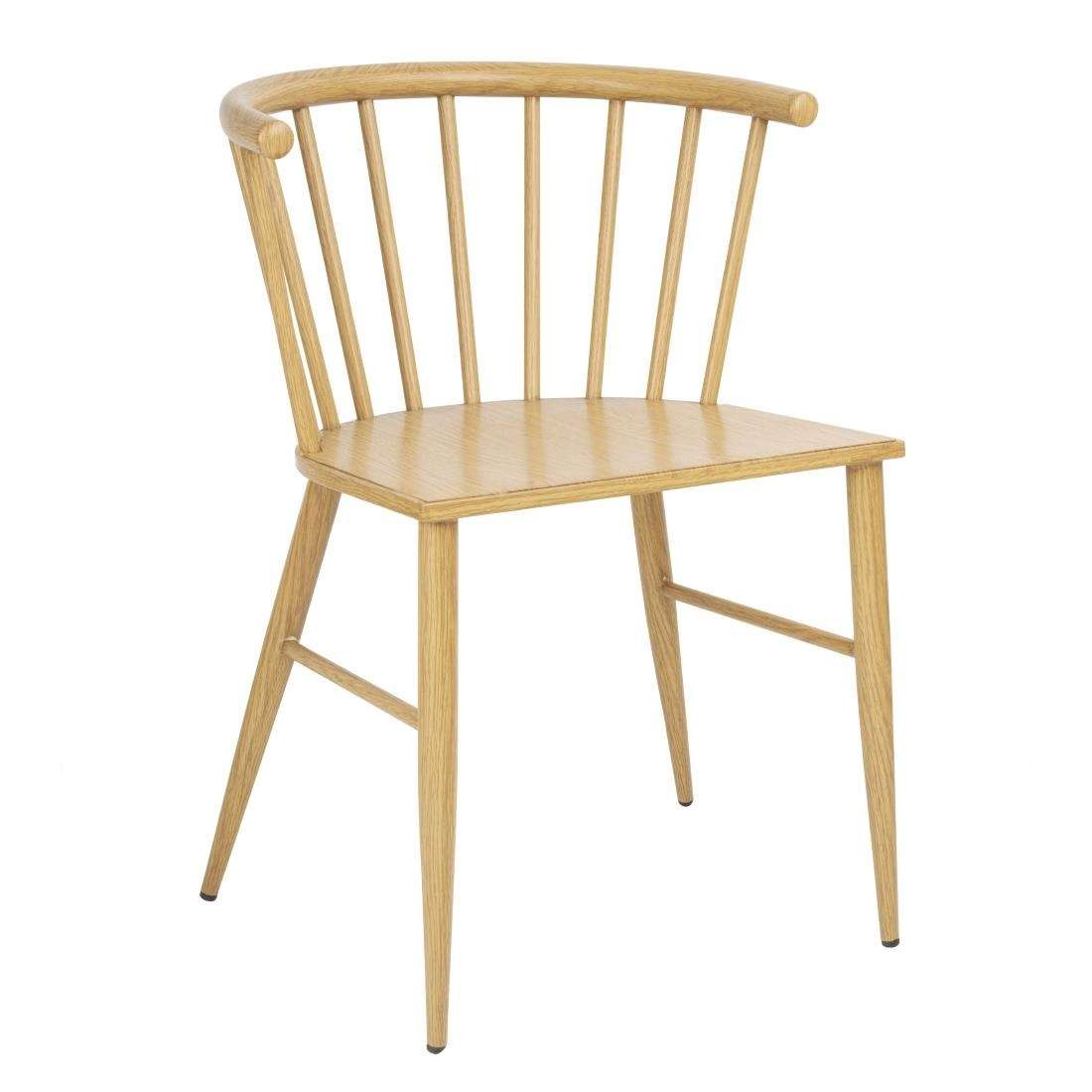 fu526_ctg1 Bolero Harrowdene Metal Side Chairs Wood Effect (Pack of 2)