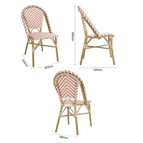 Bolero Parisian Style Rattan Side Chair Coral (Pack of 2)