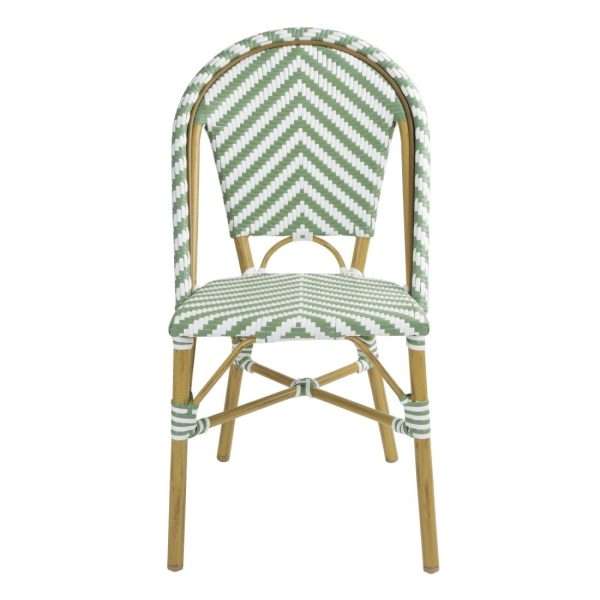 Bolero Parisian Style Rattan Side Chair Light Green (Pack of 2)