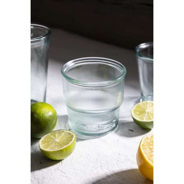 Olympia Recycled Glass Ribbed Stackable Tumblers 300ml (Pack of 6)