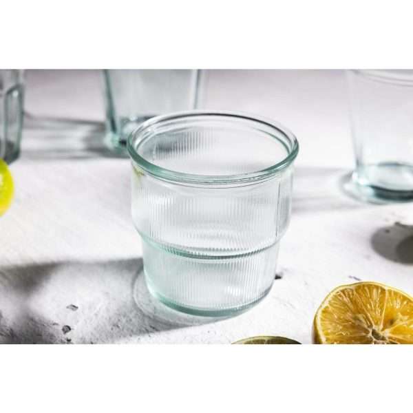 Olympia Recycled Glass Ribbed Stackable Tumblers 300ml (Pack of 6)