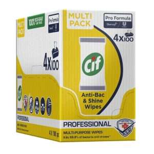 Cif Pro-Formula Antibac and Shine Biodegradable Surface Wipes (Pack of 4 x 100 Wipes)