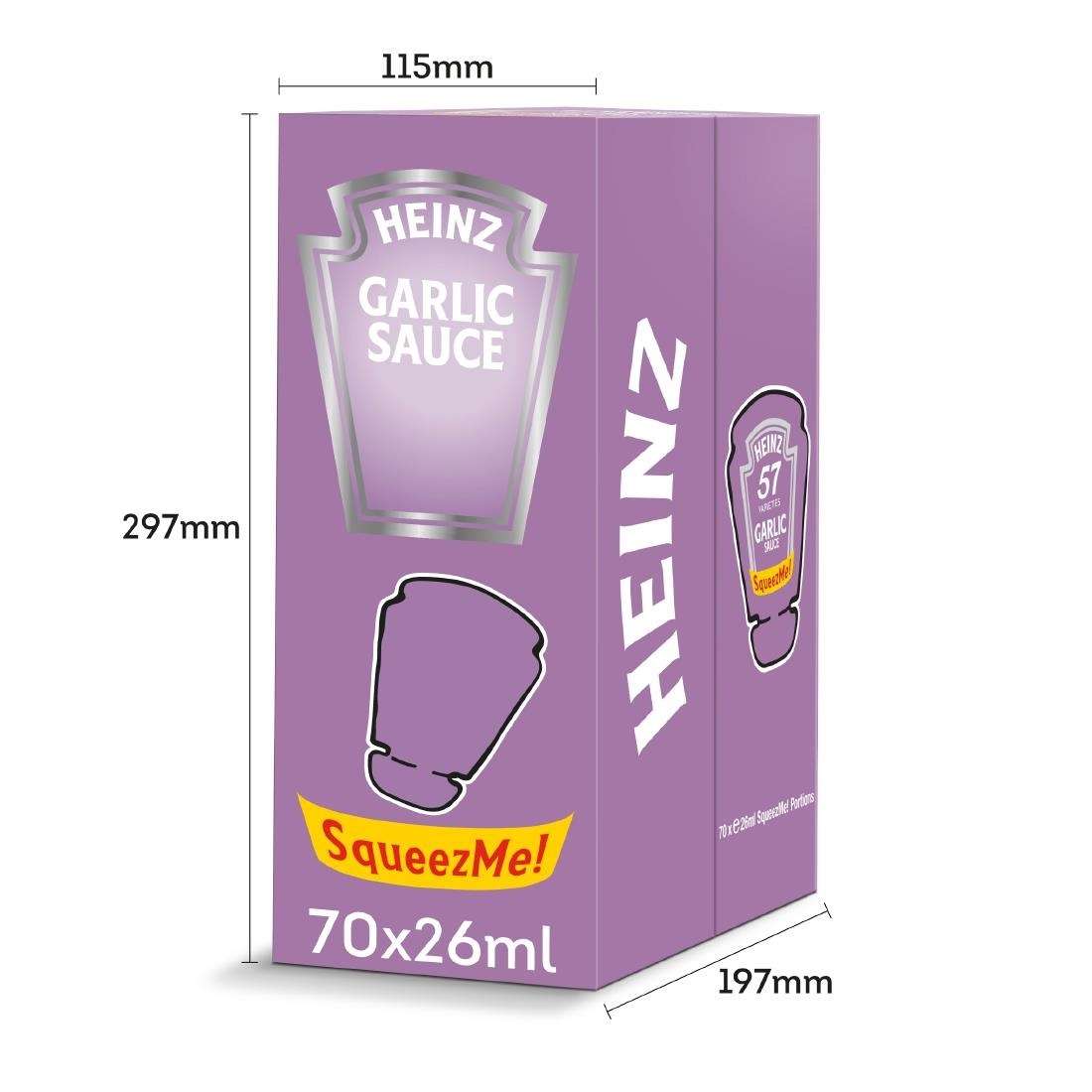 ht392_npi24 Heinz Garlic Sauce SqueezMe! Sachets 26ml (Pack of 70)