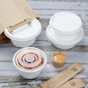 Fiesta Recyclable PET Lids for 400/500ml Bowl Bases (Pack of 50)