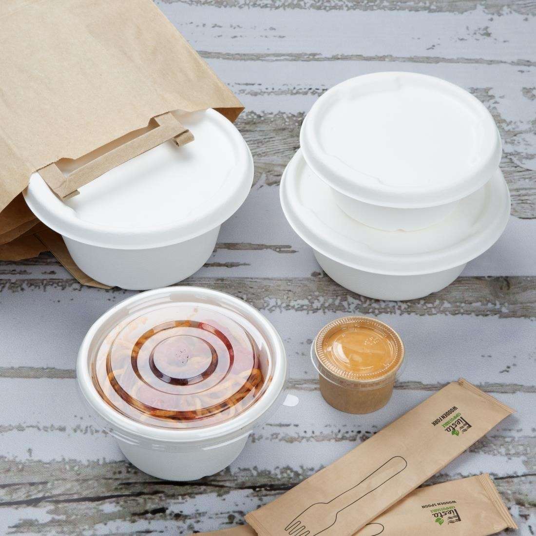 hw027_npi24-6 Fiesta Compostable Bagasse Lids for 750/900ml Bowl Bases (Pack of 50)