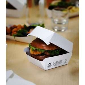 Notpla Clamshell Burger Boxes – White (Pack of 200)