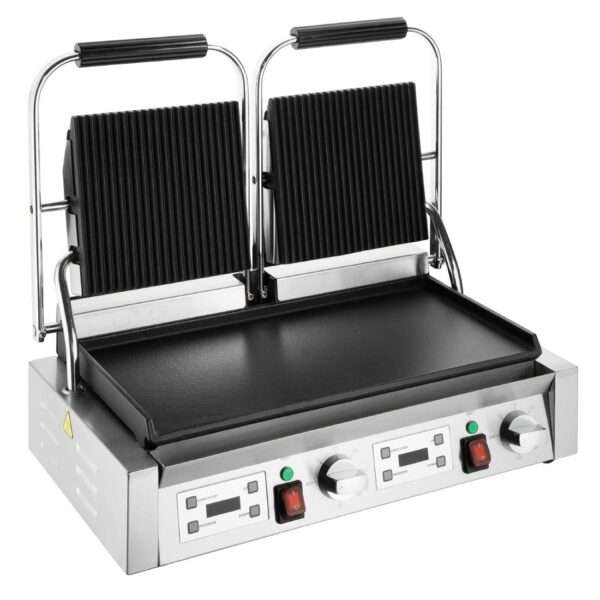 Buffalo Double Contact Grill Flat Base Ribbed Top Plate