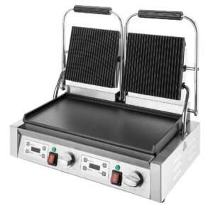 Buffalo Double Contact Grill Flat Base Ribbed Top Plate