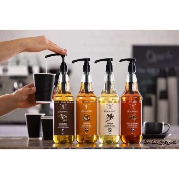 Beaumont Syrup and Pump Set – Caramel, Salted Caramel, Vanilla & Hazelnut