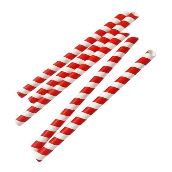 Fiesta Compostable Bubble Tea Straw Red & White 12x210mm (Pack of 150)