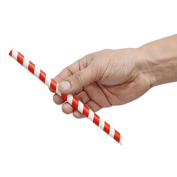 Fiesta Compostable Bubble Tea Straw Red & White 12x210mm (Pack of 150)