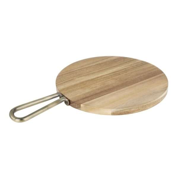 Olympia Round Paddle Board Acacia Wood With Metal Handle 458x305mm