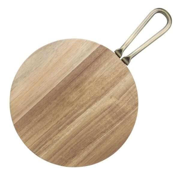 Olympia Round Paddle Board Acacia Wood With Metal Handle 458x305mm