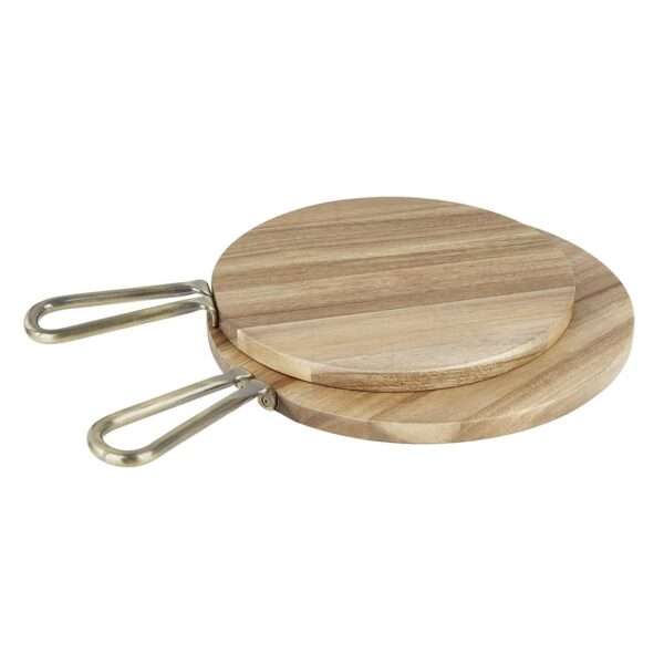Olympia Round Paddle Board Acacia Wood With Metal Handle 458x305mm