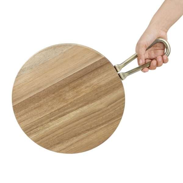 Olympia Round Paddle Board Acacia Wood With Metal Handle 458x305mm