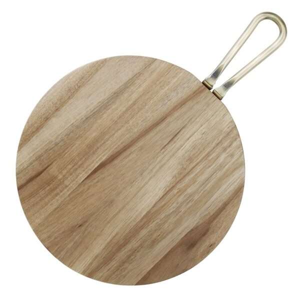 Olympia Round Paddle Board Acacia Wood With Metal Handle 505x356mm