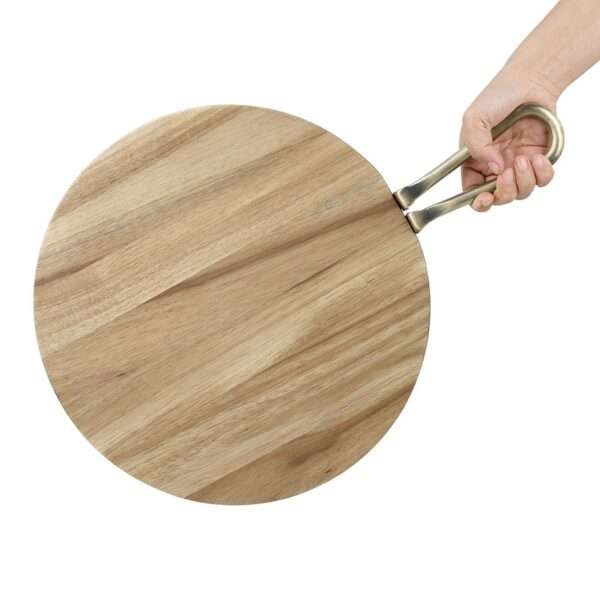 Olympia Round Paddle Board Acacia Wood With Metal Handle 505x356mm