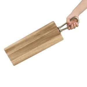 Olympia Rectangular Paddle Board Acacia Wood With Metal Handle 575x152mm
